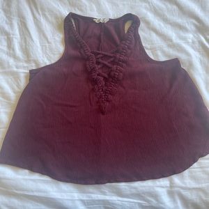 Chloe and Katie Sleeveless Crop Top. Burgundy Top. Boho Top